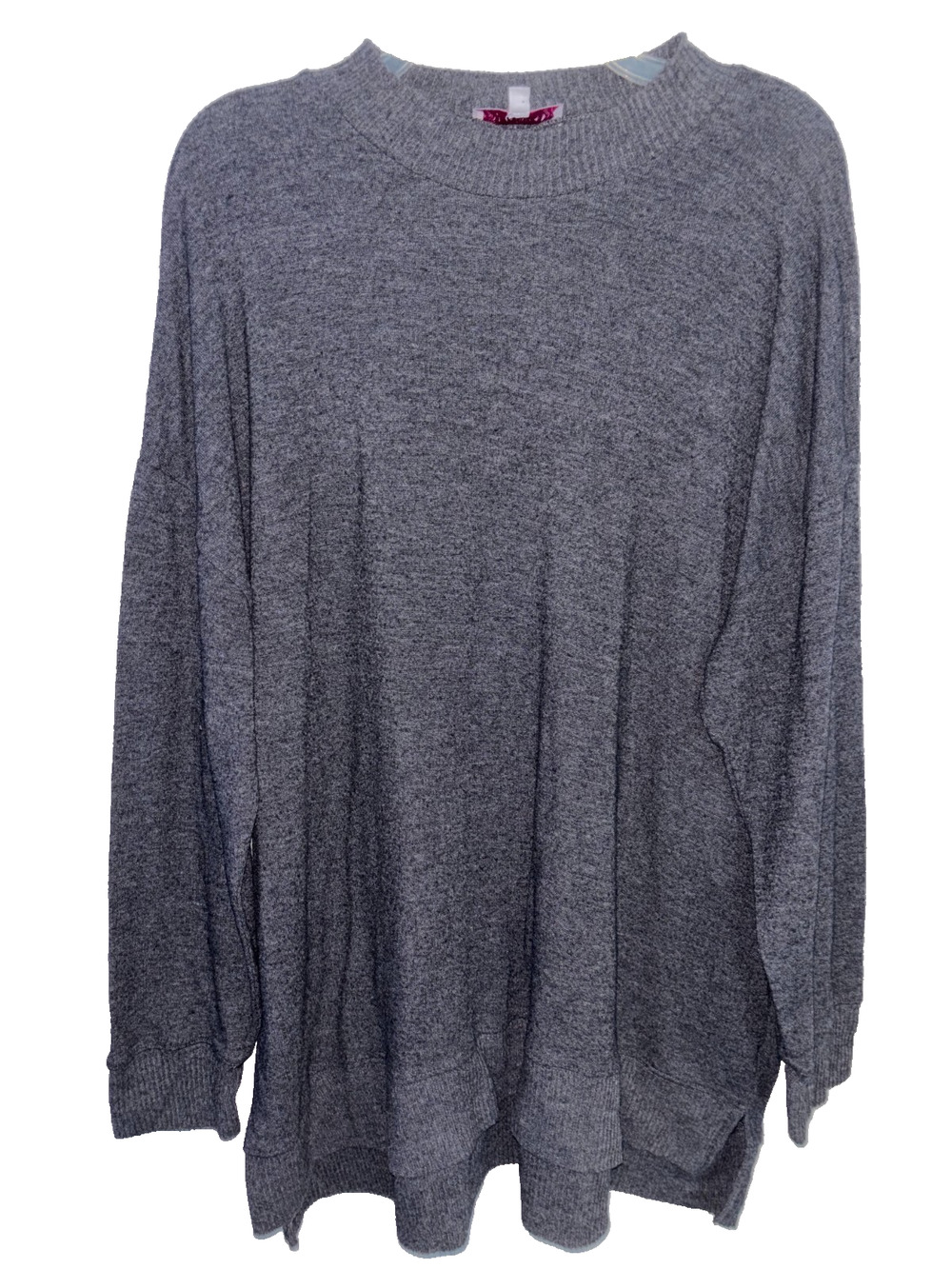 New Directions Charcoal Gray Mock Neck Sweater Womens 2X Cozy Knit High Low Top